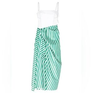 Rosie Assoulin Green and White Striped Dress
